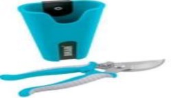 [PR/14846] Kit Tijera Curva Cromada + Funda Azul (35RKIT1)